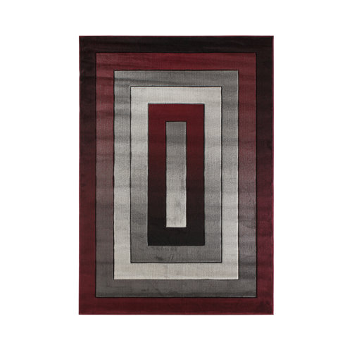 Ebern Designs Antwonne Geometric Gray/Red Area Rug Wayfair